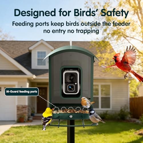 4K Ultra HD Video with Live View,10x Slow Motion,AI Smart Bird Feeder with Camera,2.4G/5G Wi-Fi,Durable Metal,Bird Lover Gift 4K Smart Bird Feeder with Camera,No Subscription,Solar Powered B0FMDP272Y