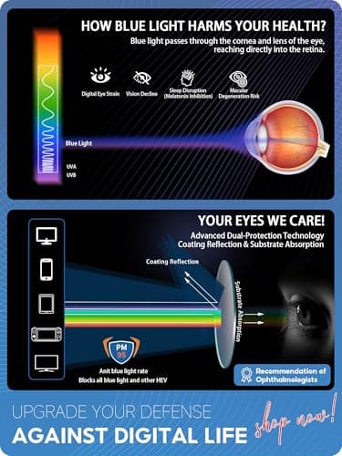 VMJFBJ Blue Light Blocking Glasses For Men/Women Anti-Fatigue Computer Monitor Gaming Improve Sleep Reduce Eye Strain Gamer Glasses