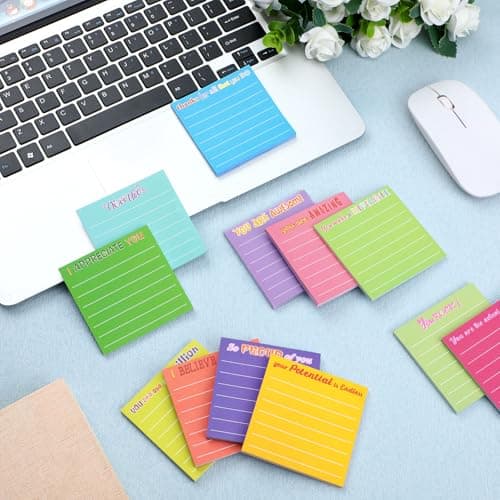 Yinder 24 Pcs Inspirational Sticky Notes with Lines Cute Motivational Sticky Notes Pad Employee Appreciation Gifts Bulk for Teacher Nurse Coworkers Office 3 x 3''(Dark Color,Appreciation)