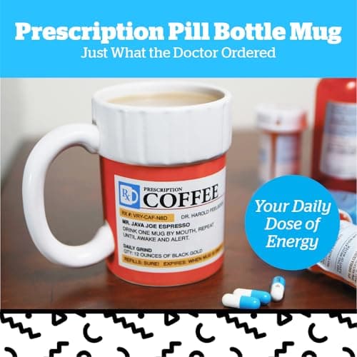 BigMouth Inc. Prescription Coffee Mug - Large Funny Prescription Coffee Cup - Unique Pharmacy Gifts - Hilarious Novelty and Gag Gifts for Doctor - Dishwasher-Safe Ceramic Pill Bottle Coffee Cup - 12oz B0085MQPSG