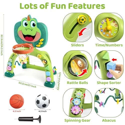 Boy Girl Toys for 12-18 Months with Sound Music, Interactive Learning Birthday Gift for Kids Marstone Toddler Basketball Hoop Soccer Goal Activity Toy for 1-3 Years Old B0FF9X3J72