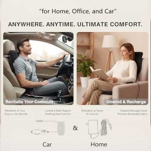 Vibration Back Massager with Heat, Seat Massager with 9 Vibrating Motors & 5 Modes, Chair Massager Cushion, Massage Pad for Chair, Office, Gifts for Mom