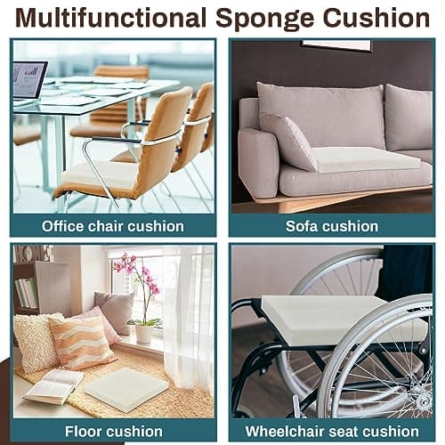Frienda 6 Pack 2" X 20" X 20" Upholstery High Density Foam Cushion White Square Seat Replacement Cushion or Commercial Use Stuffing Craft Foam Couch Chair Padding DIY Projects
