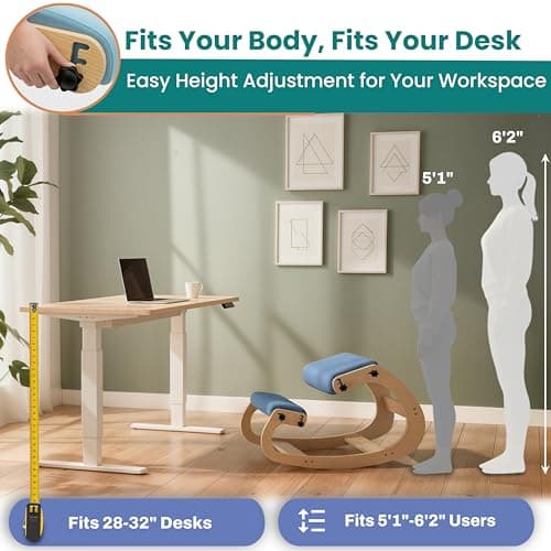 NYPOT Ergonomic Kneeling Chair with Adjustable Seats - Knee Chair for Posture Correction & Kneel Rocking Stool for Desk - Back Pain Relief for Home and Office, Supports 250 pounds - 5 Years Warranty