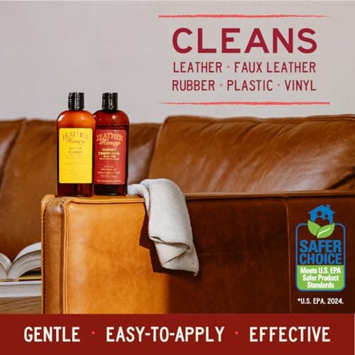 Leather Honey Leather Cleaner: Non-Toxic Leather Care Made in the USA Since 1968. Deep Cleans Leather, Faux & Vinyl - Couches, Car Seats, Purses, Tack, Shoes & Bags. Safe Any Colors & White Leather