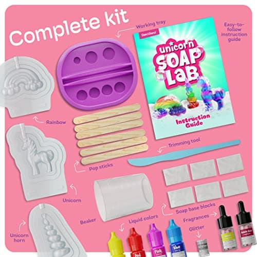 Dan&Darci Unicorn Soap Making Kit - Girls Crafts DIY Project Age 6+ Year Old Kids - Unicorn Girl Gifts - Science STEM Activity Teenage Gift - Make Your Own Soap Kits - Craft Toys Ages 6 7 8 9 10 11 12
