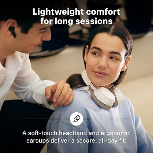 Sennheiser ACCENTUM Wireless Bluetooth Headphones Noise Cancelling - Up to 50HR Playtime, Hybrid Noise Cancelling (ANC), All-Day Comfort, Bluetooth Over Ear Headphones for School, Traveling, White