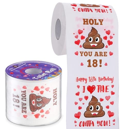 18th Birthday Gifts for Boys or Girls - Happy Prank Toilet Paper - 18th Birthday Decorations, Party Supplies Favors - Novelty Bday Present for Him, Her, Friends - 18 Years Old Funny Gag Gift for Guys