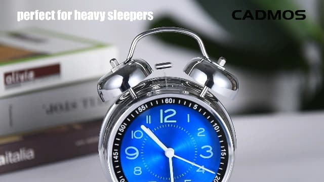 Cadmos Loud Alarm Clock for Heavy Sleepers Adults,Retro 4 Inch Silent Non-Ticking Quartz with Backlight,Twin Bell Analog Kids Alarm Clocks for Bedrooms Bedside (Blue)