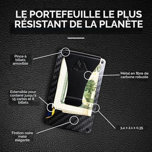 Mountain Voyage Co Minimalist Wallet for Men & Women - Slim RFID Wallet, Scratch Resistant, Credit Card Holder & Money Clip, Easily Removable Money & Cards, (Matte Carbon Fiber)