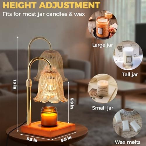 Candle Warmer Lamp with Timer Dimmable, Birthday Gifts for Women Mom, House Warming Gifts New Home Decor, Wax Melt Warmer for Jar Candles with 2 Bulbs