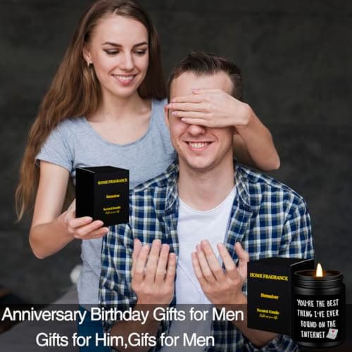 Anniversary Birthday Gifts for Men, Gifts for Boyfriend, Funny Romantic Wedding Gift for Men, Him, Boyfriend, Husband, Best Friends, Lover, Black Cedar Juniper Sandalwood Candle
