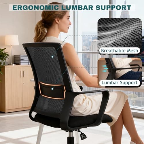 PayLessHere Gaming Chair Ergonomic Computer Chair Office Chair Video Game Chairs with Lumbar Support Desk Chair Armrest Mid Black Cushion Swivel Rolling Chair with Wheels for Home Office(Black)