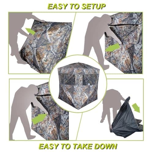 THUNDERBAY SPUR Collector 3 Person Hunting Blind, Portable Ground Blind with Silent Windows, Portable Durable Hunting Tent for Deer & Turkey Hunting