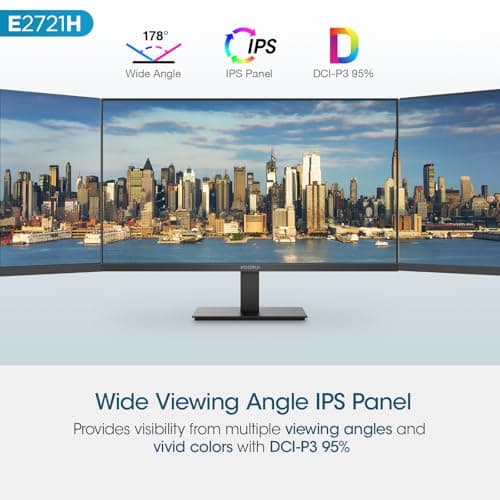 KOORUI 27 Inch QHD (2560x1440) IPS HDR Ultra-Thin Computer Gaming Monitor, 120Hz Refresh Rate, DCI-P3 95%, FreeSync & G-Sync, 1ms MPRT, VESA 100x100mm, Tilt Adjustable for Game and Work, E2721H