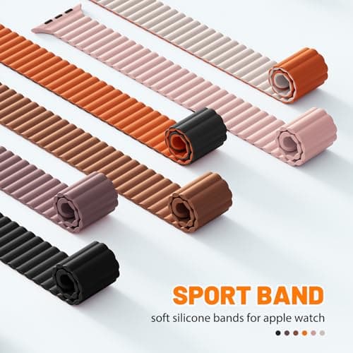 Magnetic Sport Bands for Apple Watch Band 40mm 38mm 41mm 42mm 44mm 45mm 46mm iWatch bands for Women Men,Silicone Loop Strap Wristband for Apple Watch Series 11 10 9 8 7 6 5 4 3 SE 3/2nd Ultra/3/2 49mm