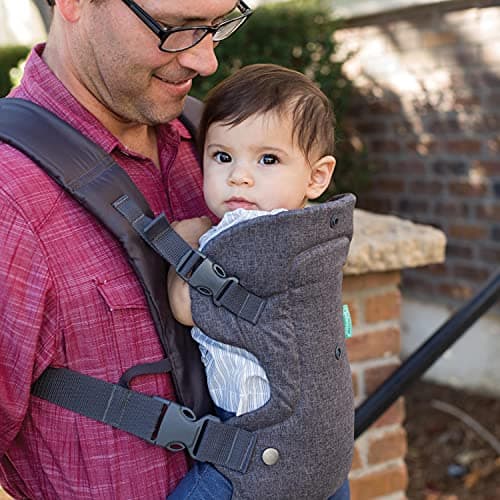 Infantino Flip 4-in-1 Convertible Baby Carrier, Adjustable, Ergonomic Babywearing, Registry Essential, Baby Carrier for Newborn to Toddler, Gray