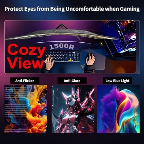 ZZA 32 Inch Curved Gaming Monitor, QHD 2560x1440, Ultra 300Hz & 240Hz Refresh Rate, Computer Monitor VA Panel,1500R, 1ms, HDR, AMD FreeSync Premium, NVIDIA G-SYNC Compatible