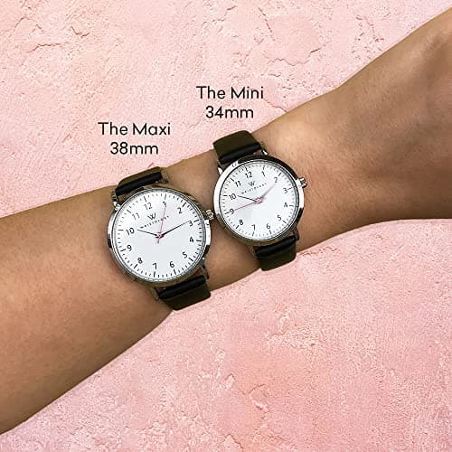Wristology Maxi Numbers Womens Nurse Watch - Interchangeable Genuine Leather Strap Band - Large Easy to Read Boyfriend Size with Second Hand Men, Nurses, Teachers, Olivia