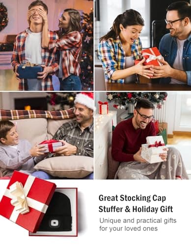 Bluetooth Hat with Light Cordless Headphones, USB Rechargeable, Hands-Free Headlamp For Dog Walking, Running, Outdoor Work Wmcaps Bluetooth Beanie with LED Light and Headphones, Christmas Tech Gifts B09DJVT3W3