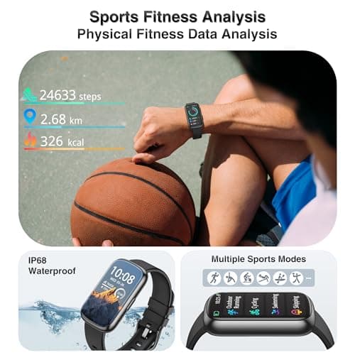 Fitness Tracker, Smart Watches for Women Men with 24/7 Heart Rate/Blood Pressure/Blood Oxygen Monitor, Sleep Tracker, Calories&Step Counter, IP68 Waterproof Health Activity Trackers for Android&iPhone