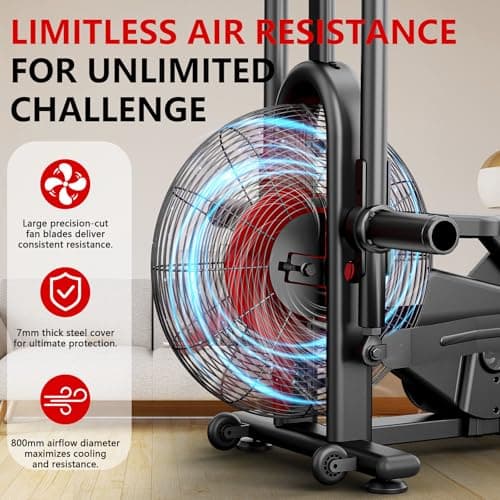 Air Bike, Wenoker Exercise Bike Air Resistance Stationary Bike for Home, Indoor Bike with Dual Action Handlebars, APP Connection Customizable Monitor