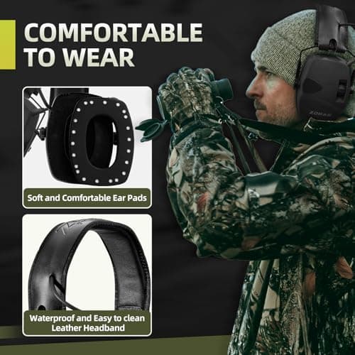 ZOHAN EM054 Electronic Shooting Ear Protection with Sound Amplification, Slim Active Noise Reduction Earmuffs for Gun Range
