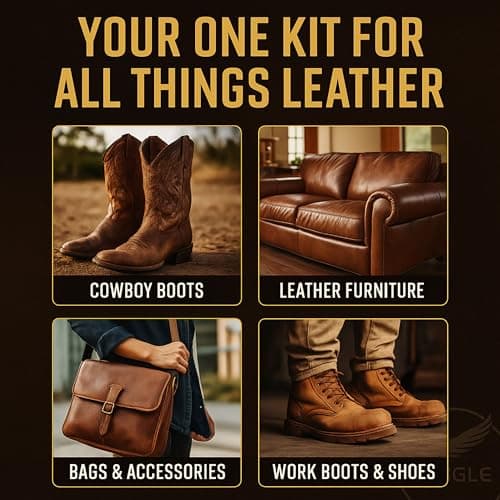 Leather Boot Care Kit – Mink Oil, Saddle Soap for Leather, Applicators & Cloth – Leather Care Kit, Boot Leather Care Kit, Leather Shoe Care Kit for Cowboy Boots, Work Boots, Shoes, and Tack