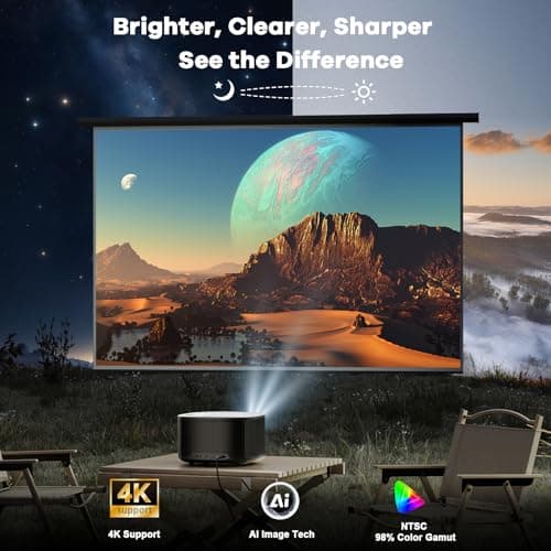 High Brightness, AI Auto Focus, Smart-Projector with WiFi and Bluetooth, ONO5Pro 2.0 Movie Projector for Indoor/Outdoor ONOAYO Outdoor-Projector-4K with 60W Dolby Audio and Official Licensed Apps B0G4D9NJRX