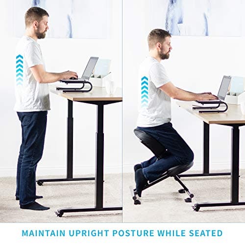 Ergonomic Kneeling Chair, Adjustable Stool for Home and Office - Improve Your Posture with an Angled Seat - Thick Comfortable Moulded Foam Cushions - Brake Casters