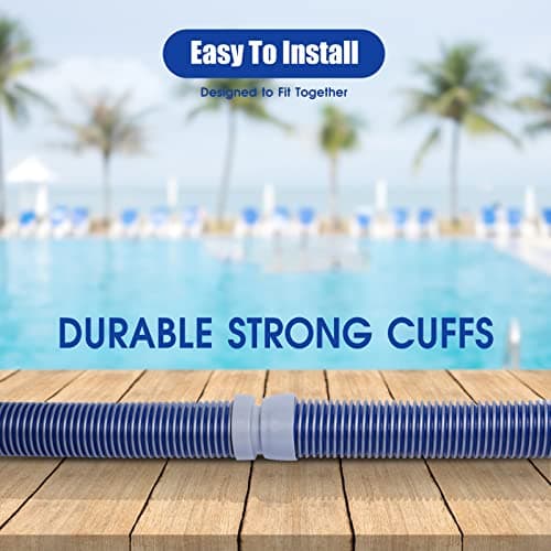 POOLWHALE Professional Swimming Pool Vacuum Cleaner Hose -1.5” 8 Piece Hoses, Perfect Vacuum Extension/Replacement - Compatible with all Major Automatic Pool Cleaners