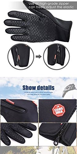 Ytuomzi Winter Gloves Touch Screen Warm Gloves Cold Weather Windproof Cycling Driving Riding Bike Telefingers Thermal Gloves Non-Slip Silicone Gel Adjustable Full Finger Mittens