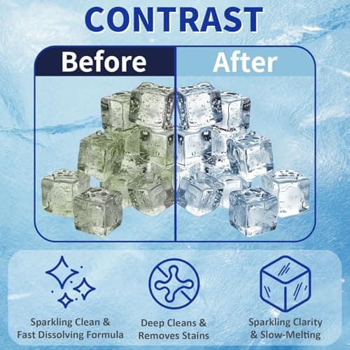 Ice Machine Cleaner Maker and Descaler - 100 Ice Maker Cleaner Tablets Compatible with All Major Brands, Nickel Safe Descaler Countertop Portable Commercial Icemaker Cleaning Solution