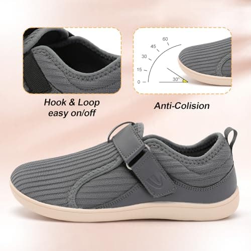 Spesoul Wide Womens Walking Shoes Adjustable Diabetic Shoes Breathable Zero Drop Barefoot Shoe Neuropathy Edema Nursing Shoe Wide Width Sneakers