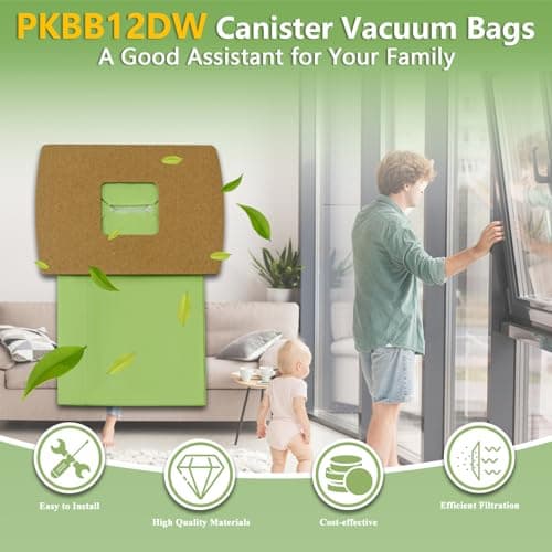 PKBB12DW Type BB Compact Canister Vacuum Bags Replacement for Oreck XL Buster B Canister Handheld Vacuum Cleaner BB180 BB280 BB850 BB870 BB900 BB1000 MV160 CC1600, 10 Pack