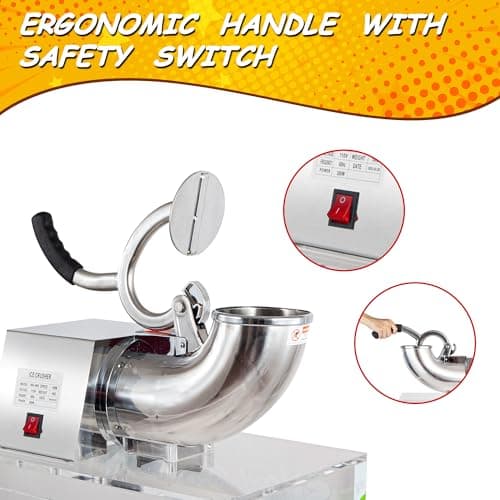 VNN 48L Snow Cone Machine, 500LB/H Commercial Shaved Ice Machine, 300W Electric Ice Shaver Machine, Suitable for Party Activities, Family Gatherings, Events