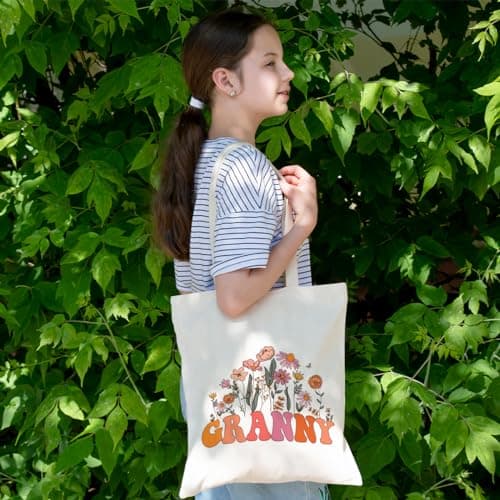 Grandma Gifts Tote Bag Birthday Mothers Day Retirement Gifts for Women Mama Nana Mimi Shoulder Bag Reusable Grocery Bags B0CYPQ48FS