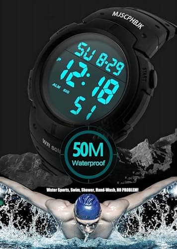 MJSCPHBJK Mens Digital Sports Watch, Waterproof LED Screen Large Face Military Watches for Men