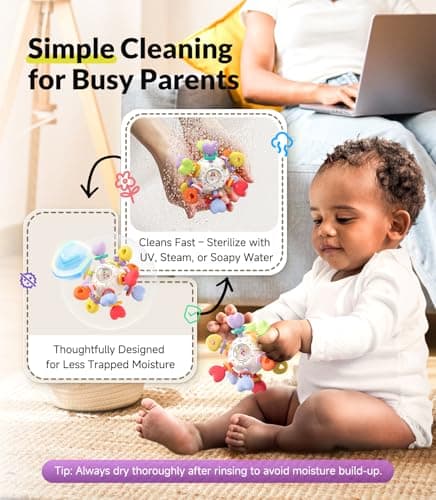 Baby Silicone Teething Toys - Safe, Multi-Functional BPA-Free Sensory Learning Teether Montessori Baby Toys for Infant 0-12 Months Teething Relief with Rattle Perfect Baby Gift for Boys Girls