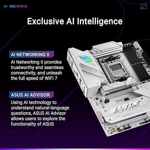 ASUS ROG Strix B850-A Gaming WiFi AMD AM5 B850 ATX Motherboard 14+2+2 Power Stages, DDR5 AEMP, 2.5G LAN, WiFi 7 with Q-Antenna, 4X M.2, PCIe® 5.0, USB 20Gbps Type-C, AI Networking II, ASUS AI Advisor