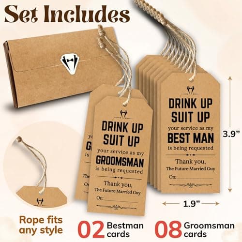 10 tags total, will you be my groomsman ask, best man proposal, wedding party gift, pairs with a gift box STOFINITY Groomsmen Proposal Tags, 8 Groomsman and 2 Best Man Cards B0DJX3NVT5