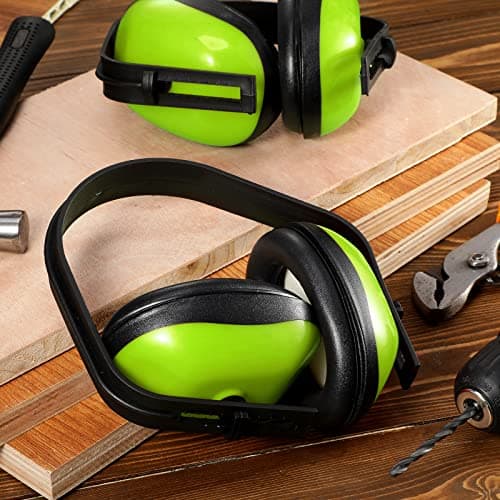 Maitys 6 Pcs Soundproof Earmuffs Hearing Protection Headphones Adjustable Padded Defender Noise Reduction Earplug for Kids (Green)