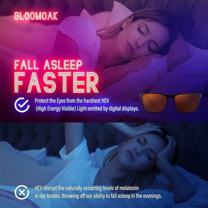 Bloomoak-99% Blue Light Blocking Glasses - Gaming Glasses - Anti Glare - Anti Fatigue -Suitable for Screens, Games, TVs