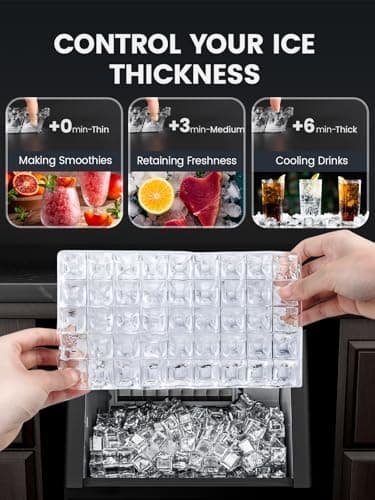 Electactic Commercial Ice Maker Machine,100lbs/24H Stainless Steel Ice Machine,33lbs Storage, Auto Self-Cleaning Freestanding Ice Maker, Ice Machine Freestanding for Bar/Cafe/Restaurant-Dark Silver