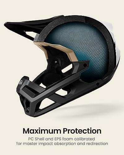 OutdoorMaster Full Face Mountain Bike Helmet for Men & Women-Two Removable Chin Pad Mountain Bike Helmet Grizzly, Ventilation Lightweight Racing Downhill DH BMX MTB Helmet