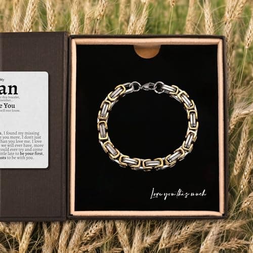 Love You This Much Steel Twist Bracelet for Him - Birthday & Wedding Gift for Husband, Boyfriend, or Fiance