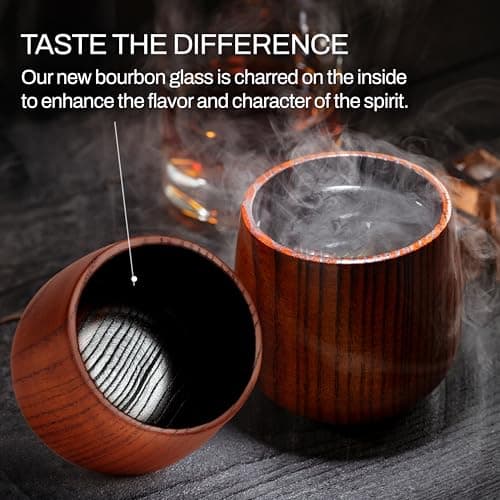 The Original Charred Wooden Bourbon Drinking Glass | Charred Old Fashioned Glass | Bourbon Gifts for Men, Dad, or Brother | Whiskey Gifts