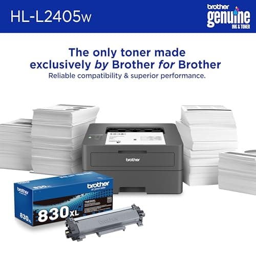 Brother HL-L2405W Wireless Compact Monochrome Laser Printer with Mobile Printing, Black & White Output | Includes Refresh Subscription Trial(1), Works with Alexa
