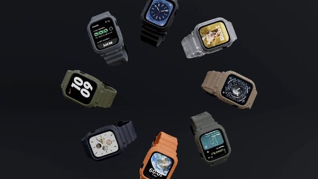 Elkson Designed for Apple Watch Series SE3 9/8/7/6/5/4 [45/44mm], Quattro Pro Series Rugged Military Grade Protective Bumper Case with Strap Bands for iWatch