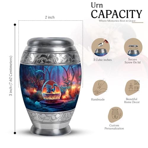 Dragon Small Funeral Urns for Adult Male - Keepsake Halloween Burial Urn for Adult Ashes - Tiny Blue Cremation Urn for Ashes for Women - 3 Inch B0FHKWCQQN